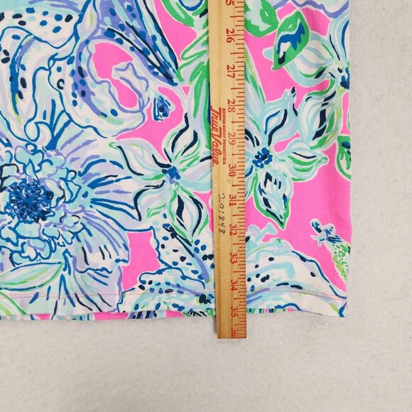 Lilly Pulitzer Dress Women Small Blue Pink Floral Sophie Ruffle Shift 3/4 Sleeve - Picture 5 of 11